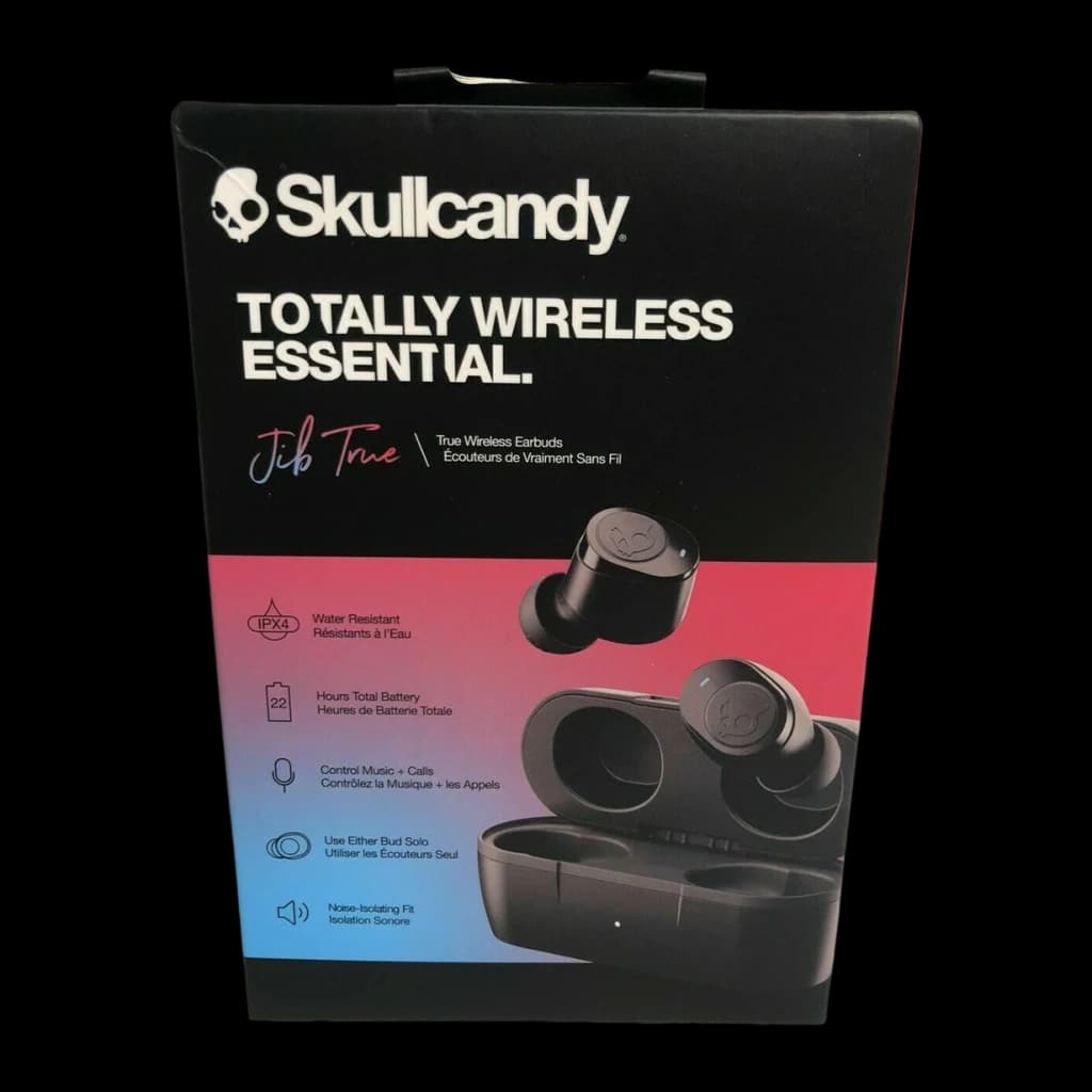Écouteurs Skullcandy Jib True In-Ear TWS Bluetooth 5.0 22h (avec étui) Noir - packaging noir avec écouteurs