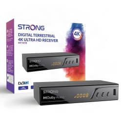 Décodeur TNT Strong Noir 4K Ultra HD PVR Enregistrement USB SRT8250 - afficheur LED et logo Dolby Audio
