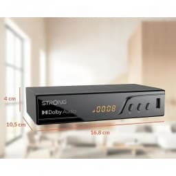 Décodeur TNT Strong Noir 4K Ultra HD PVR Enregistrement USB SRT8250 - 16,8x10,5x4 cm, afficheur