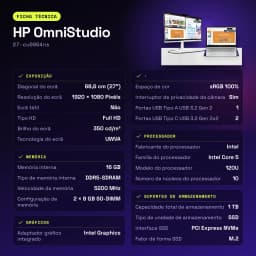 All-in-One HP OmniStudio 16GB/1TB SSD Blanco Intel Core 5 120U 27 pulgadas Sin Sistema Operativo 27-cu0004ns - 612,4 mm