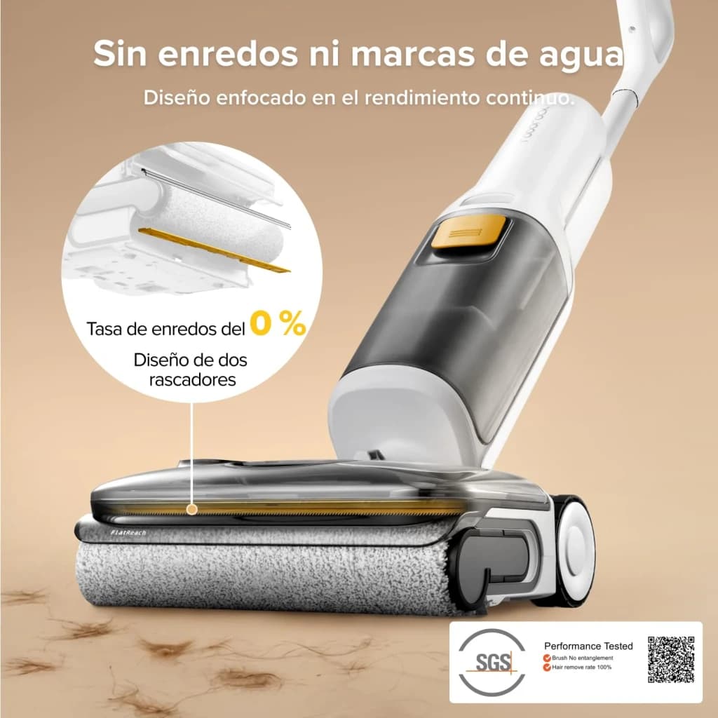 Aspirateur Balai Roborock F25 RT Gen 2 Blanc Sec et Humide Sans Fil 20000Pa 38min - double racleur 0%