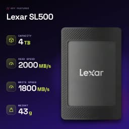 SSD Externe Lexar 4To IP54 USB-C 3.2 Gen 2x2 Noir SL500 - caractéristiques, 4 TB