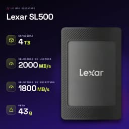 SSD Externe Lexar 4To IP54 USB-C 3.2 Gen 2x2 Noir SL500 - caractéristiques