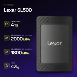 SSD Externe Lexar 4To IP54 USB-C 3.2 Gen 2x2 Noir SL500 - caractéristiques, 1800 MB/s