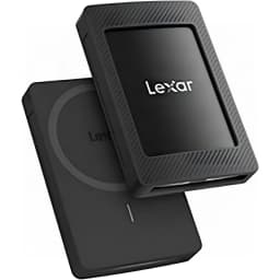 SSD Externe Lexar 4To IP54 USB-C 3.2 Gen 2x2 Noir SL500 - face avant avec logo et face arrière avec port USB-C