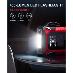 Arrancador de Bateria GOOLOO A3 3000A até 9L Gasolina / 6,5L Diesel - lanterna LED 400 lúmens acesa com 3 modos