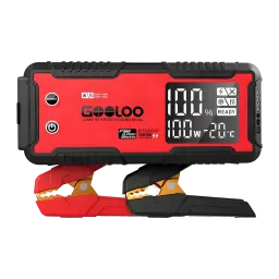 Arrancador de bateria GOOLOO 4000A até 12L gasolina / 10L diesel GT4000 - ecrã LCD com 100% e -20°C, pinças