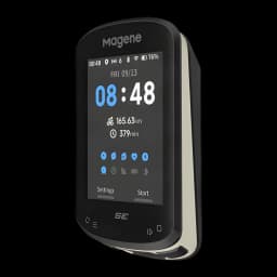 Compteur GPS vélo Magene C506 SE Noir 17h (24h économie) - écran allumé avec heure, distance et menu