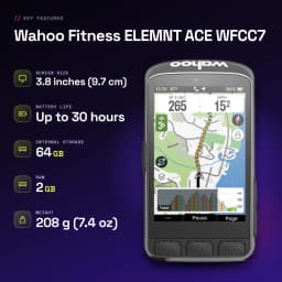 Cyclocomputer GPS Wahoo Fitness ELEMNT ACE WFCC7 Noir 30h - caractéristiques, 208 g (7,4 oz)