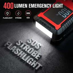 Arrancador de bateria GOOLOO 6000A até 12L gasolina/diesel GT6000 - luz de emergência LED 400 lúmens acesa com modos