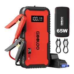 Arrancador de Bateria GOOLOO 3000A até 8,5L Gasolina / 6,0L Diesel GT3000 - unidade vermelha com pinças, ecrã LCD