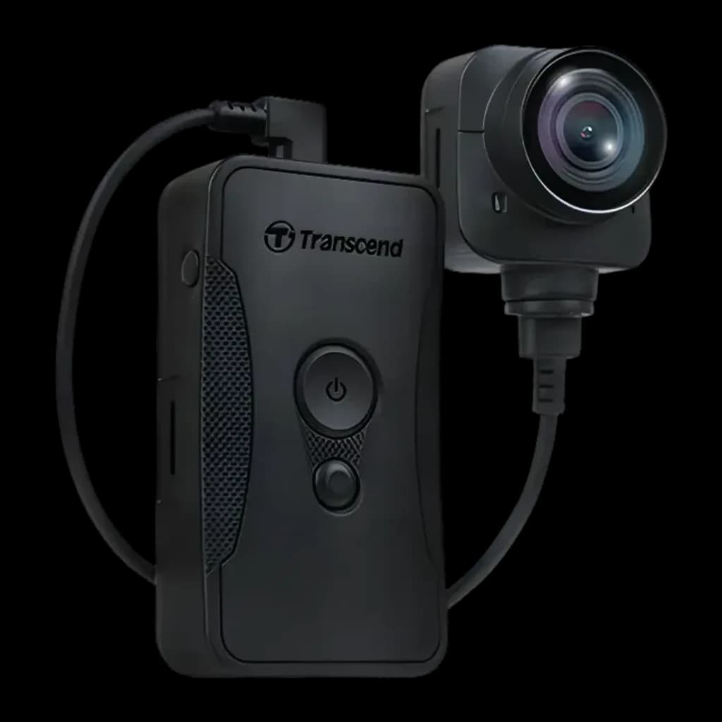 Cámara corporal Transcend DrivePro Body 70 64GB WiFi 1440p IP68 Negro - unidad principal con logo, botón