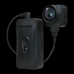 Cámara corporal Transcend DrivePro Body 70 64GB WiFi 1440p IP68 Negro - unidad principal con logo y botón