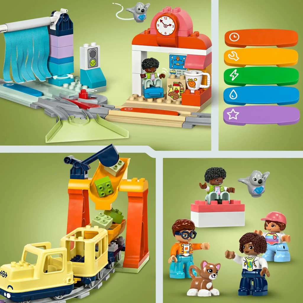 LEGO DUPLO Gran Tren Interactivo 10428 103 piezas 3+ años - estación, grúa, figuras y 5 iconos de funciones