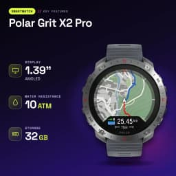Polar Grit X2 Pro GPS 10ATM Bateria 10 Dias Cinzento - características, 32 GB