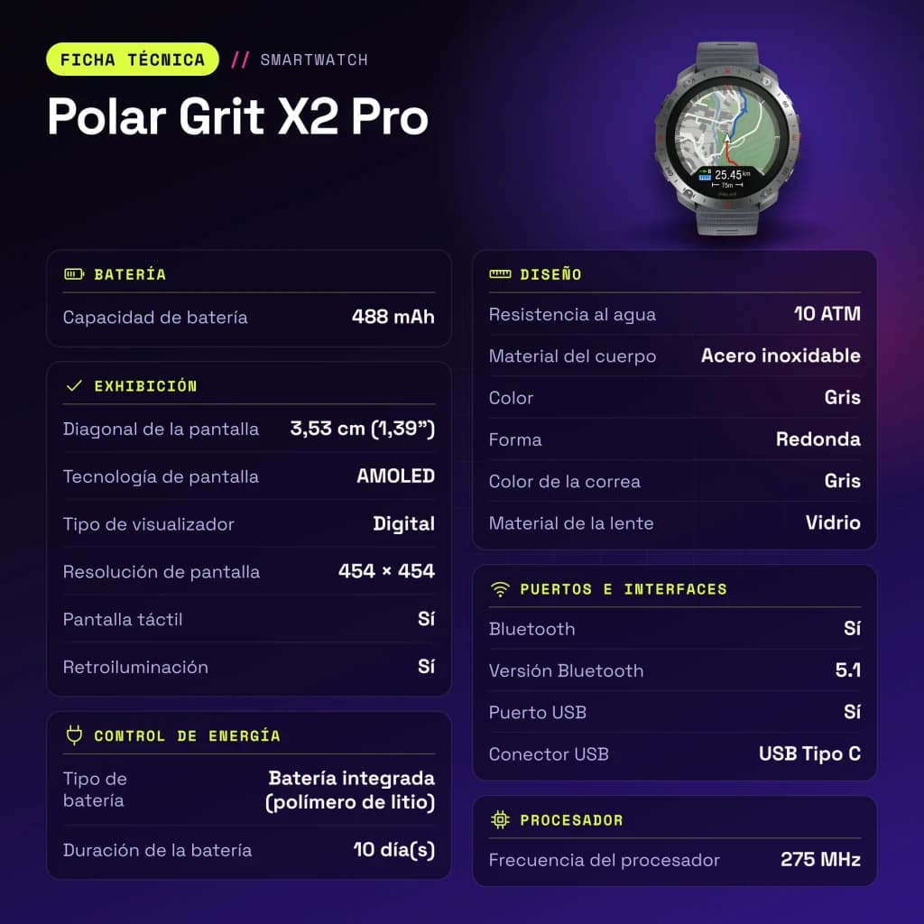 Polar Grit X2 Pro Cinzento