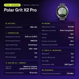Polar Grit X2 Pro GPS 10ATM Bateria 10 Dias Cinzento - características