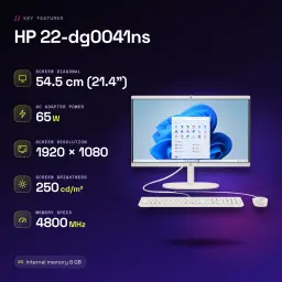 All-in-One HP 8GB/512GB SSD Blanco Intel N100 21.4 pulgadas Windows 11 Home 22-dg0041ns - características, 250 cd / m²
