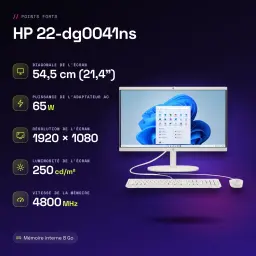 All-in-One HP 8GB/512GB SSD Blanco Intel N100 21.4 pulgadas Windows 11 Home 22-dg0041ns - características, 3,4 GHz