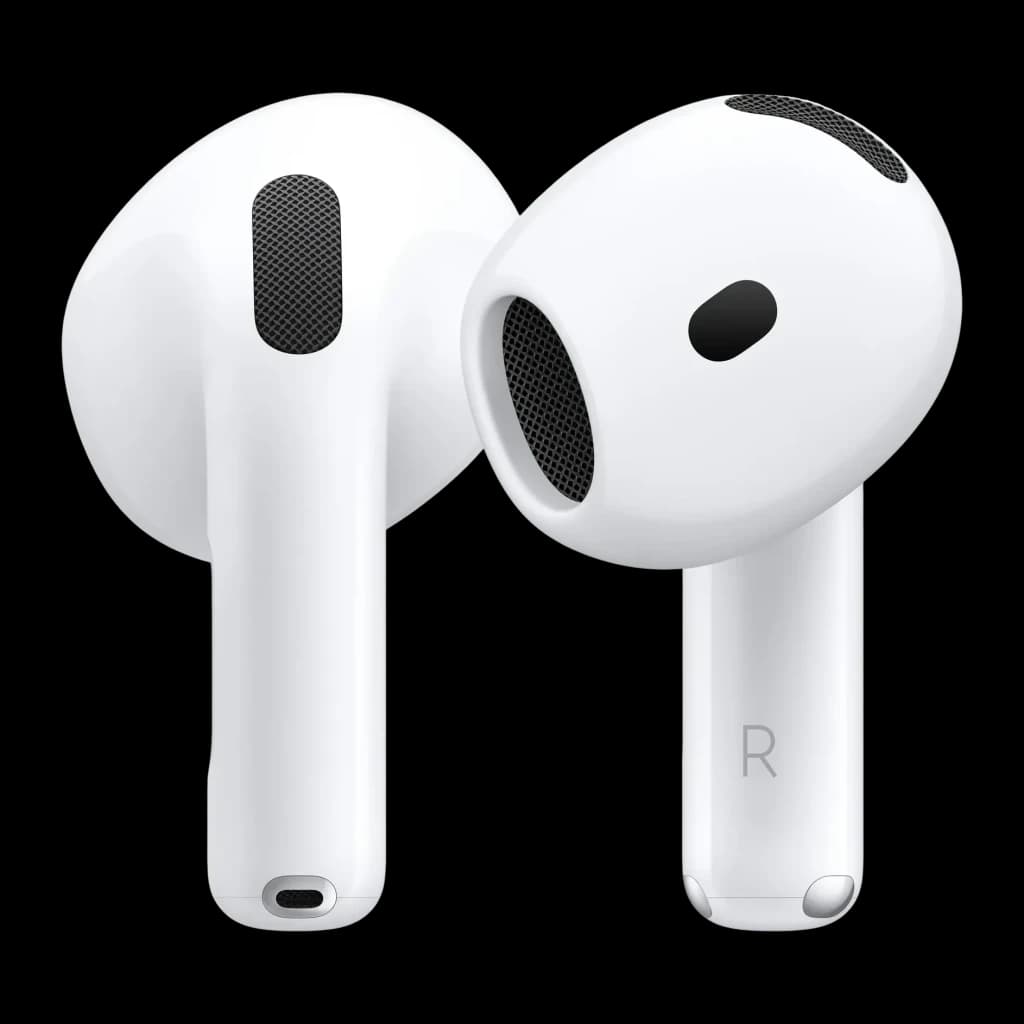 Écouteurs Apple AirPods 4 avec Réduction Active du Bruit TWS Blanc - grilles, capteur de peau et marquage R visibles