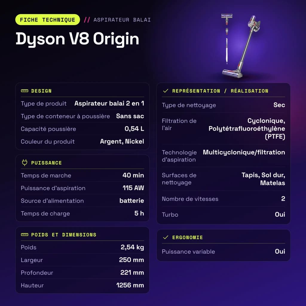 Dyson V8 Origin Níquel Argent