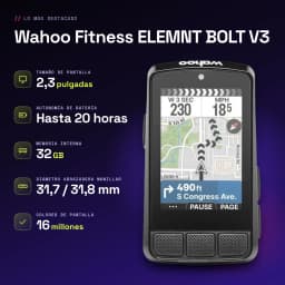 Cyclocomputer GPS Wahoo Fitness ELEMNT BOLT V3 Noir 20h - caractéristiques