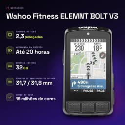 Cyclocomputer GPS Wahoo Fitness ELEMNT BOLT V3 Noir 20h - caractéristiques, Bluetooth, Wi-Fi, USB