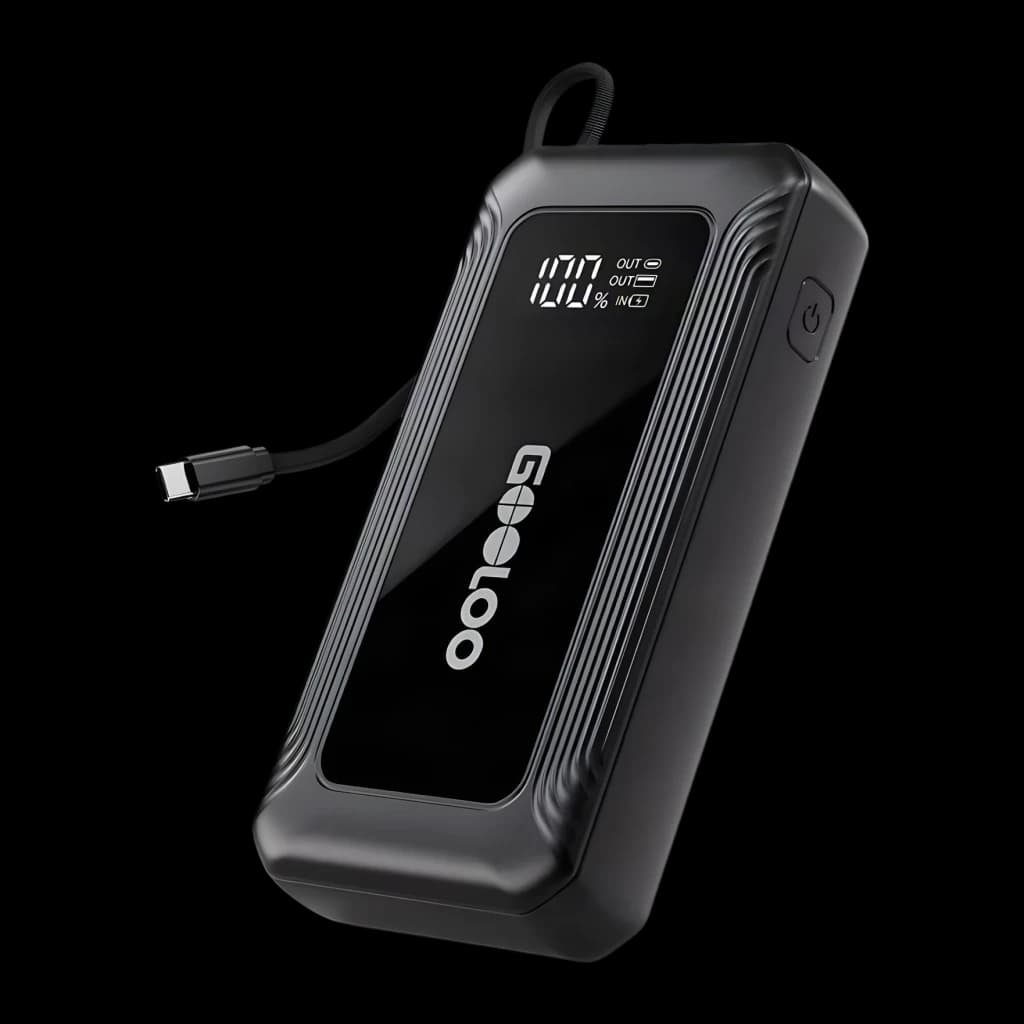 Arrancador de Bateria GOOLOO G7 Preto 3000A até 8,5L Gasolina / 6,0L Diesel - ecrã LCD, logótipo e cabo