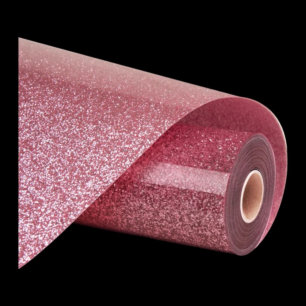 HTVRONT Vinyle textile pailleté 30,5 x 90 cm Rose - rouleau déroulé avec texture scintillante et mandrin