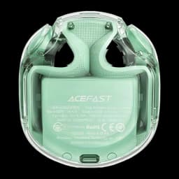 Écouteurs Acefast T8 Crystal TWS Bluetooth 5.3 30h (7h+étui) IPX4 Menthe - base transparente avec étiquette