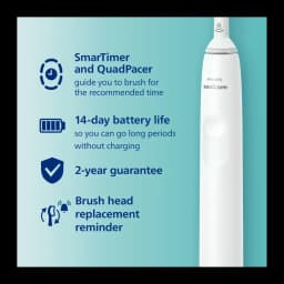 Brosse à Dents Électrique Philips Sonicare 4100 Series 14 Jours 2 Modes Blanc HX3681/33 - manche blanc