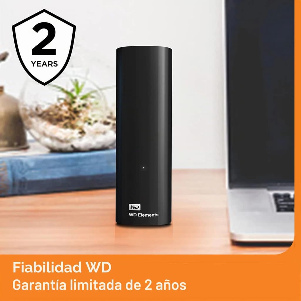 Disco rígido externo WD Elements Desktop 6TB USB 3.0 Preto - sobre secretária junto a portátil, garantia 2 anos