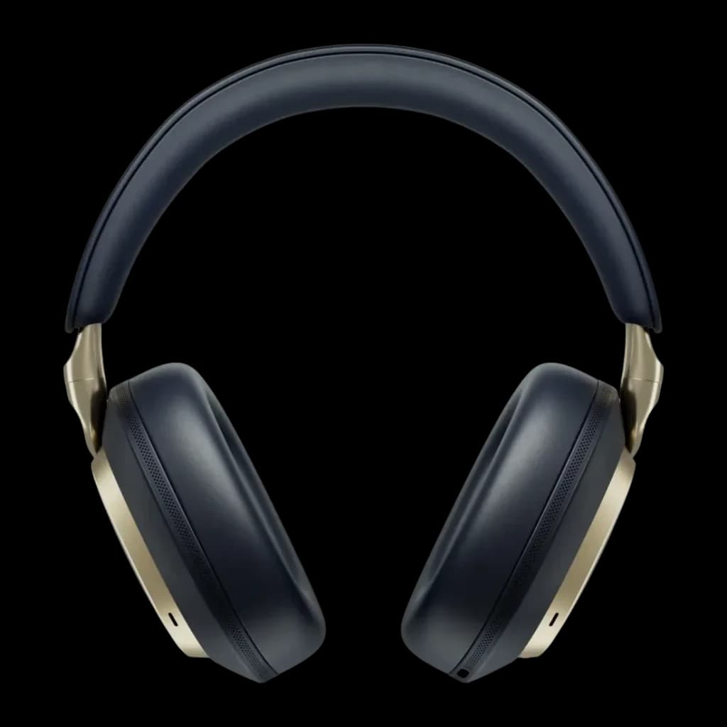 Auriculares de diadema Bowers & Wilkins Px8 S2 Cancelación de Ruido Azul Medianoche - vista frontal con almohadillas