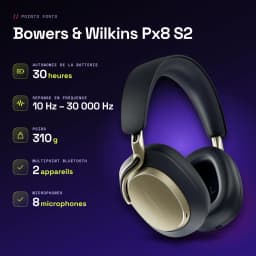 Auriculares de diadema Bowers & Wilkins Px8 S2 Cancelación de Ruido Azul Medianoche - características, USB-C