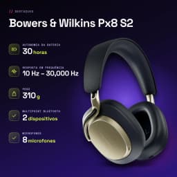 Auriculares de diadema Bowers & Wilkins Px8 S2 Cancelación de Ruido Azul Medianoche - características, 0,31 kg