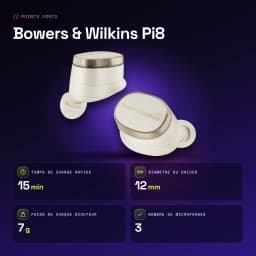 Écouteurs true wireless Bowers & Wilkins Pi8 TWS Bluetooth 5.4 Blanc - caractéristiques, USB