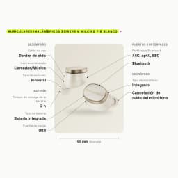 Écouteurs true wireless Bowers & Wilkins Pi8 TWS Bluetooth 5.4 Blanc - caractéristiques