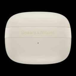 Écouteurs true wireless Bowers & Wilkins Pi8 TWS Bluetooth 5.4 Blanc - couvercle de l'étui fermé avec logo