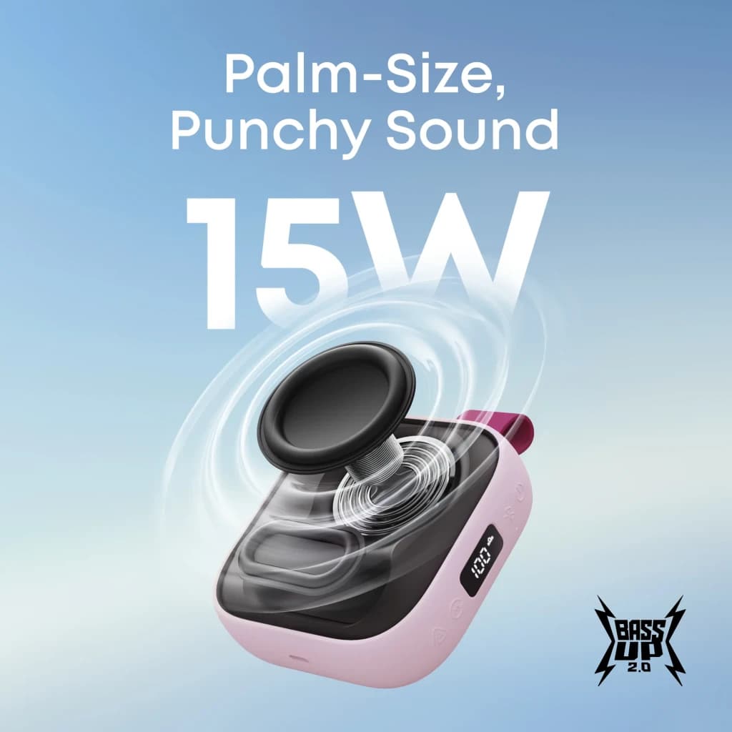 Altavoz portátil Anker Soundcore Boom Go 3i IP68 15W 24h Rosa - altavoz con ondas de sonido 15W y logo BassUp