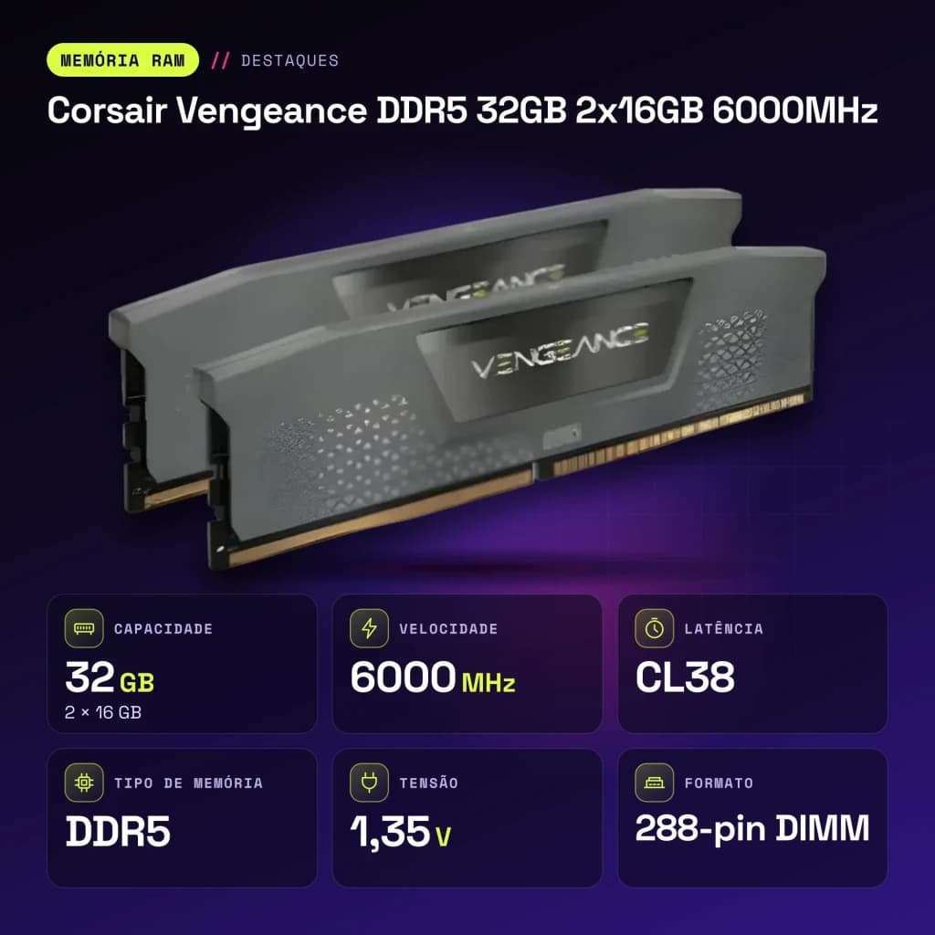 Memoria RAM Corsair Vengeance DDR5 32GB 2x16GB 6000MHz Gris - características, CL38