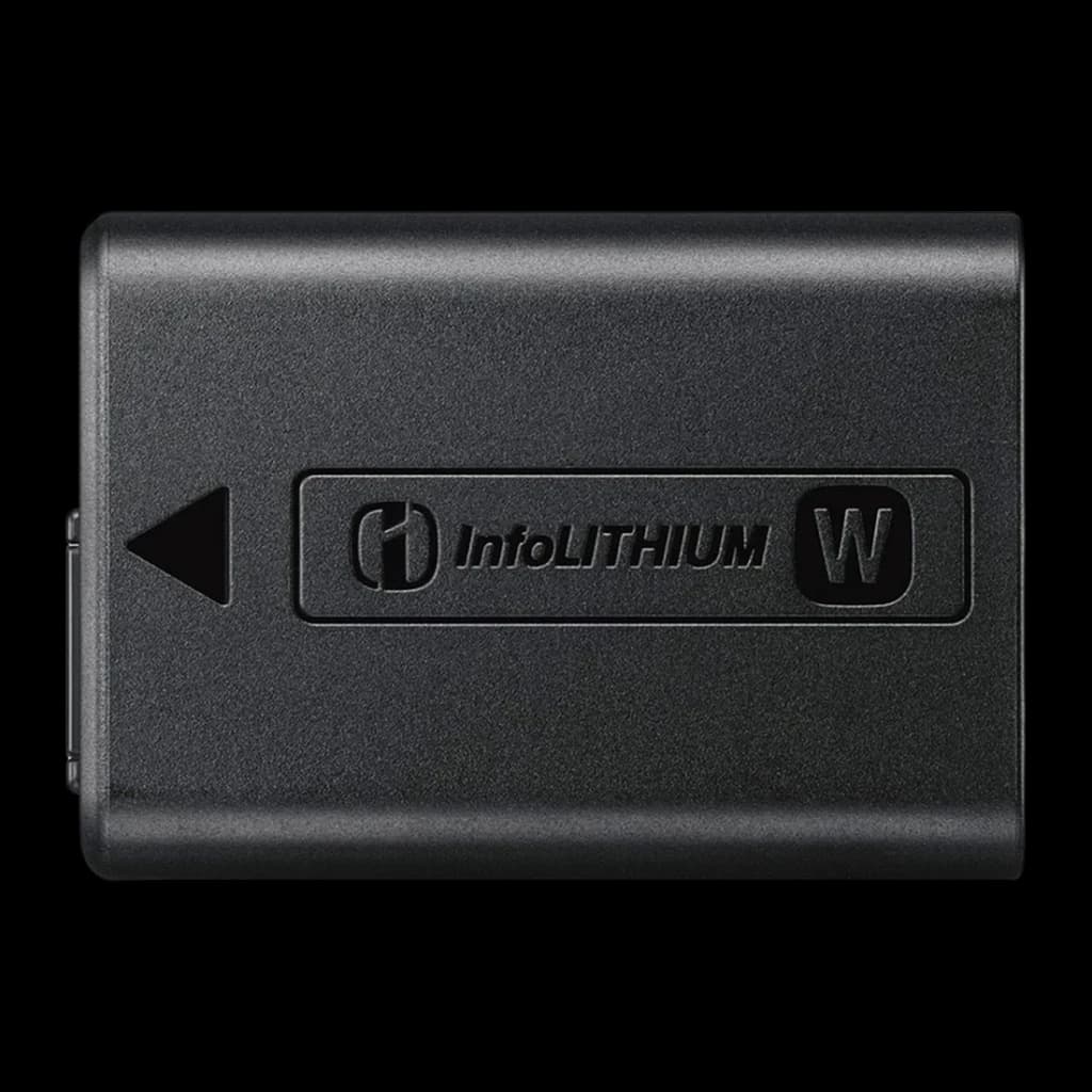 Batterie pour appareil photo Sony 1080mAh Noir 7,2V NP-FW50 - logo InfoLITHIUM W en relief sur fond sombre