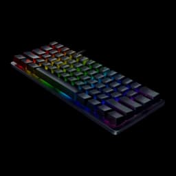 Teclado Gaming Razer Huntsman V3 Tenkeyless 8KHz Óptico QWERTY Español Negro - vista en perspectiva con retroiluminación RGB
