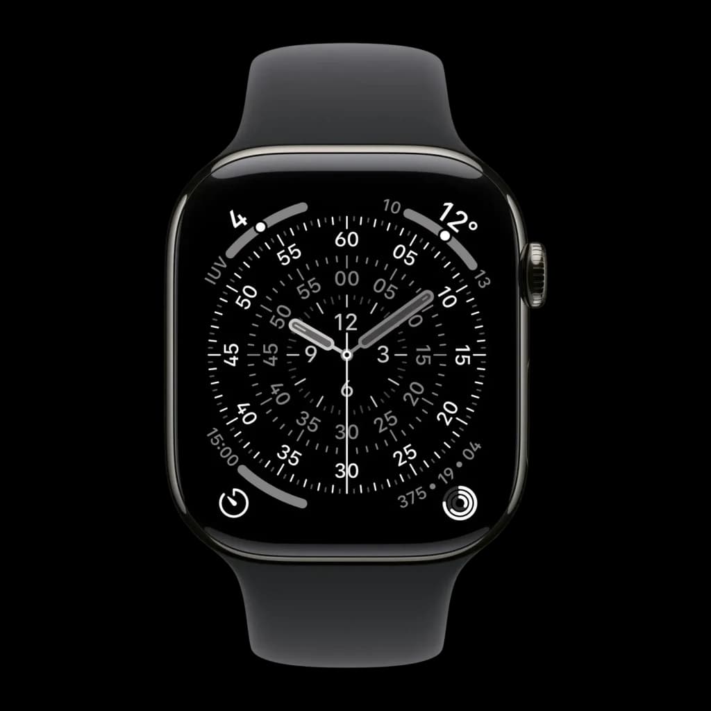 Apple Watch Series 11 GPS + Cellular 46mm Titanio Pizarra Correa Deportiva S/M - esfera analógica