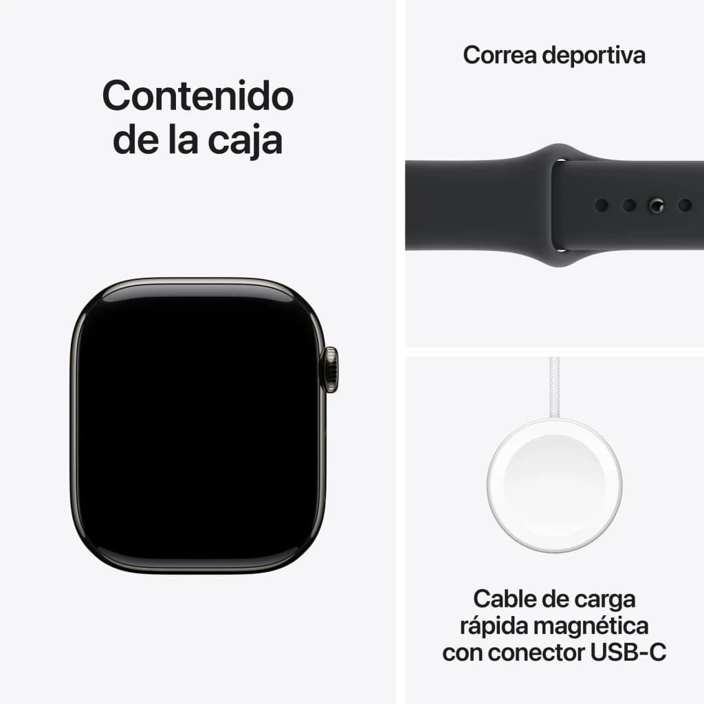 Apple Watch Series 11 GPS + Cellular 46mm Titanio Pizarra Correa Deportiva S/M - reloj frontal, correa