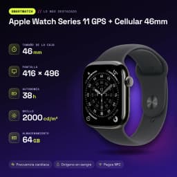 Apple Watch Series 11 GPS + Cellular 46mm Titanio Pizarra Correa Deportiva S/M - características