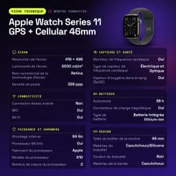 Apple Watch Series 11 GPS + Cellular 46mm Titanio Pizarra Correa Deportiva S/M - características