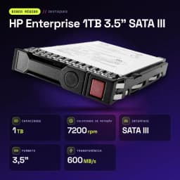 Disco rígido HP Enterprise 1TB 3.5 polegadas SATA III 7200RPM Preto - características, 600 MB/s
