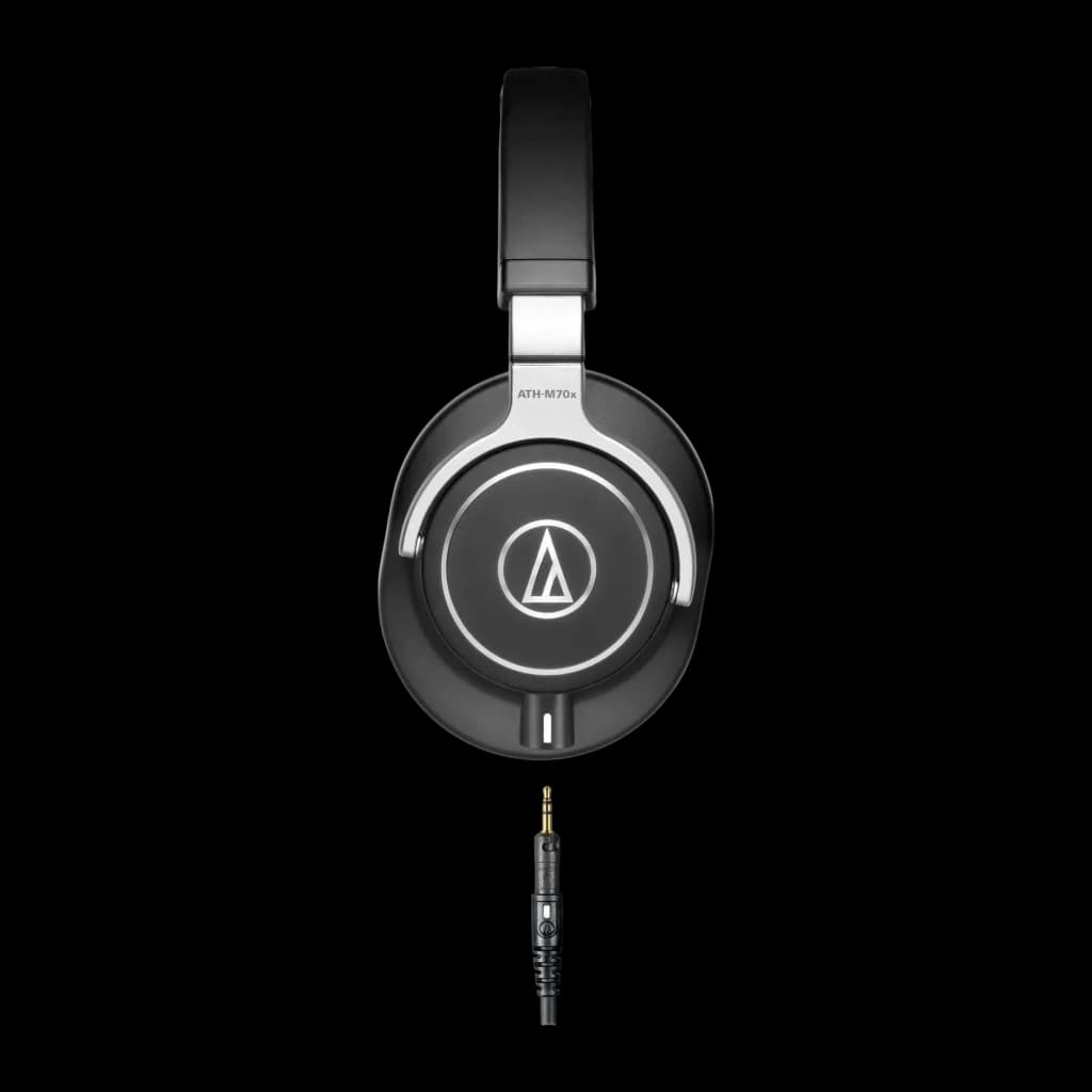 Auriculares Audio-Technica Diadema Cable Jack 3.5mm 45mm Driver Negro ATH-M70X - cápsula con logo y conector