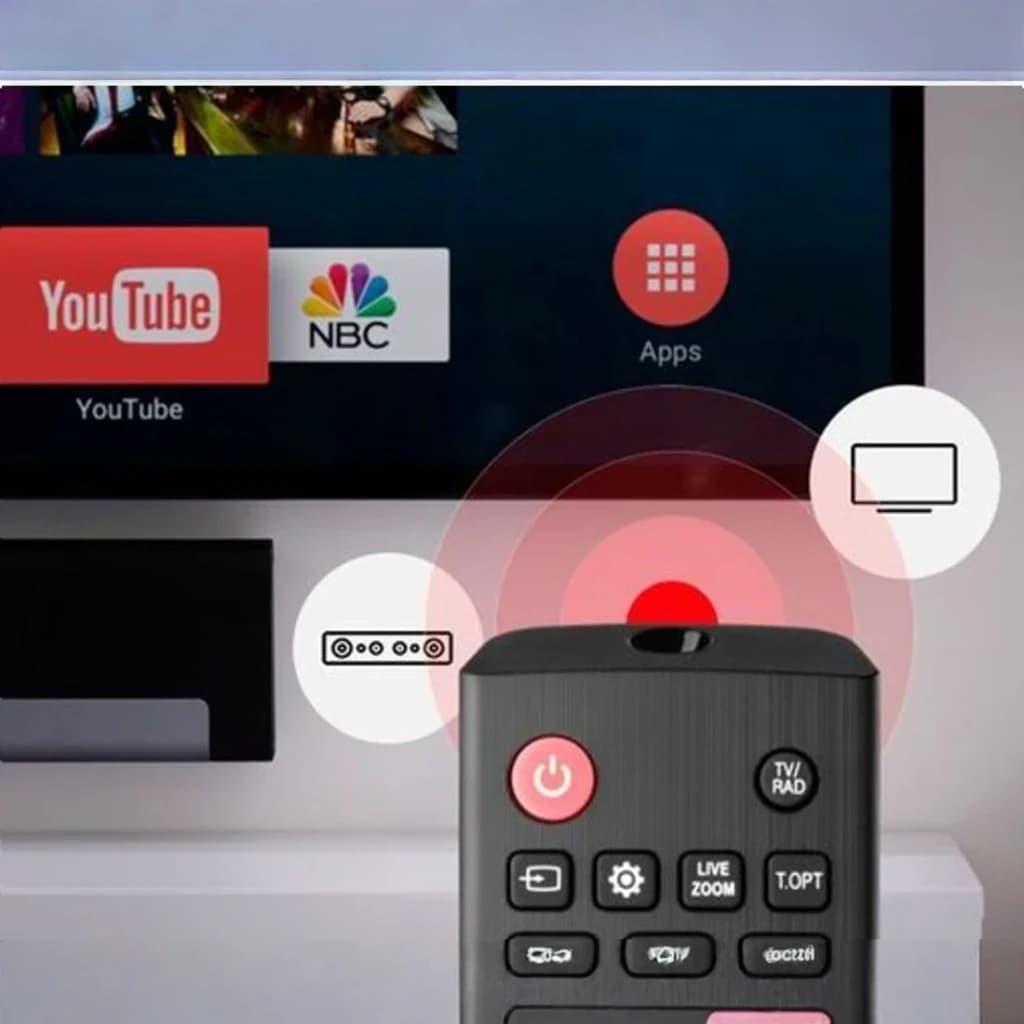 Mando a distancia One For All URC1311 Negro Inalámbrico IR LG TV - señal IR apuntando a TV con apps YouTube y NBC