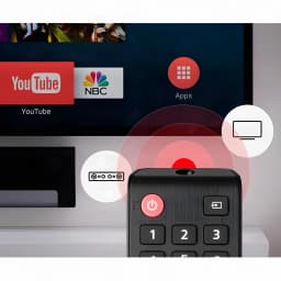 Mando a distancia One For All URC1310 Negro IR Inalámbrico Samsung TV - señal IR emitida frente a TV con apps YouTube